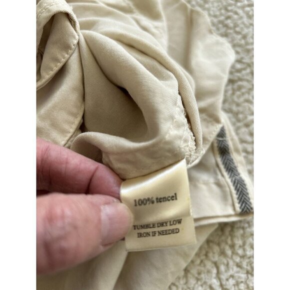 Dylan by True Grit Pants Womens Tencel Ivory Side Stripe Crop Ankle Relax Size 6 - Picture 4 of 8